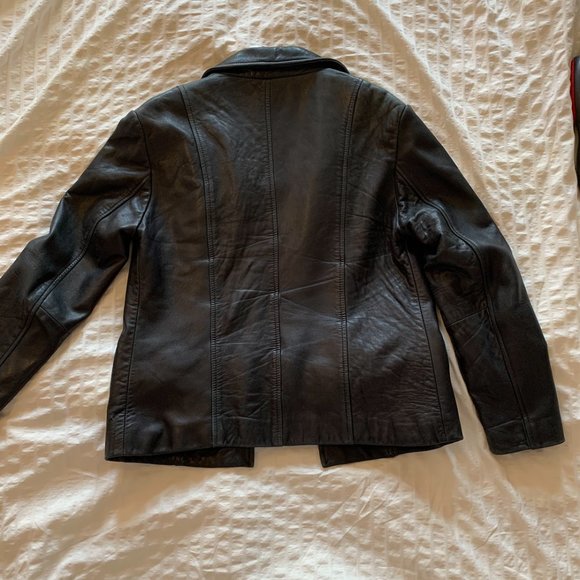 Vintage Black Leather Jacket, XS - Picture 2 of 3